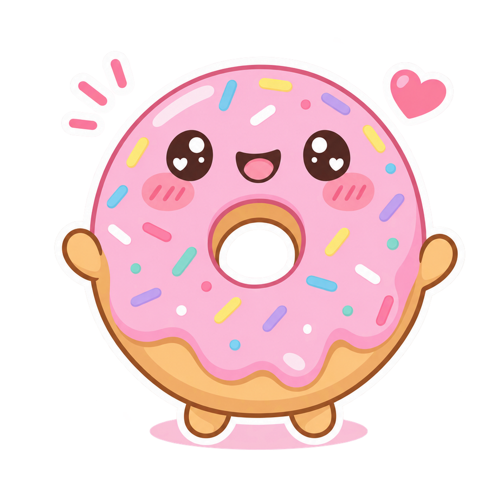 [Digital Download] Kawaii Donut T-Shirt SVG PNG EPS Cricut Silhouette Sublimation Design