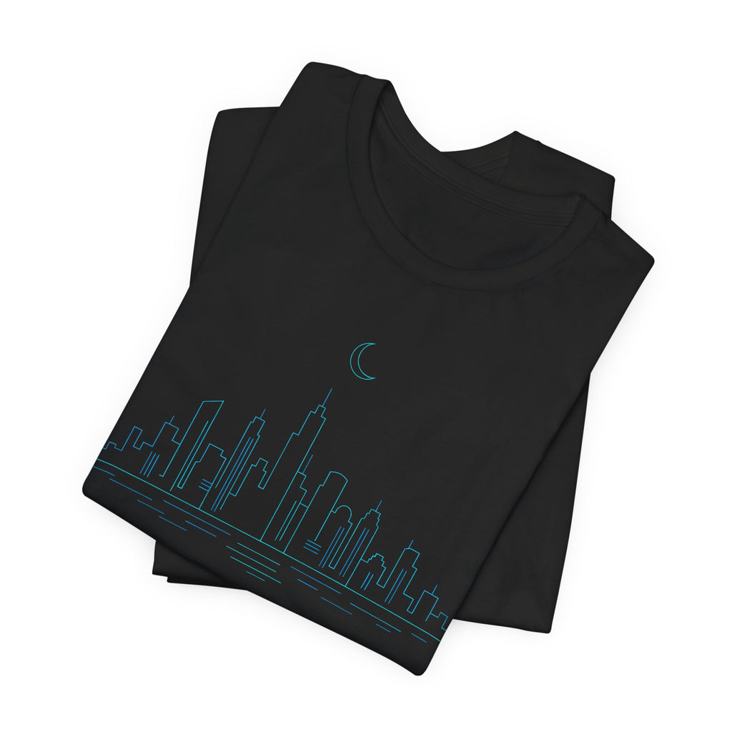 Urban Night Skyline T-Shirt | Minimalist City Line Art Tee | City Skyline Streetwear Shirt | Skyline Line Art Gift Shirt