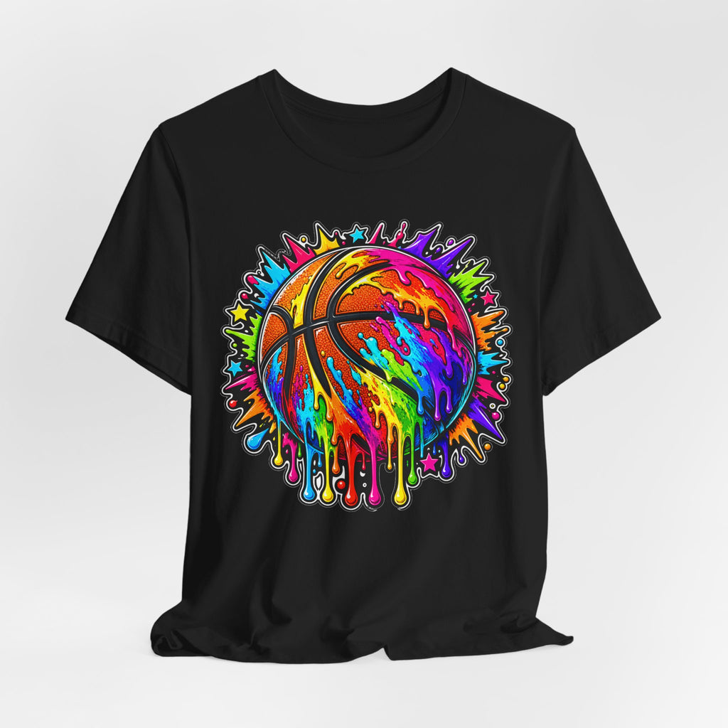 Neon Splash Basketball Tee | Bold Rainbow Drip Basketball Shirt | Basketball Graphic Gift | Street Basketball Tee