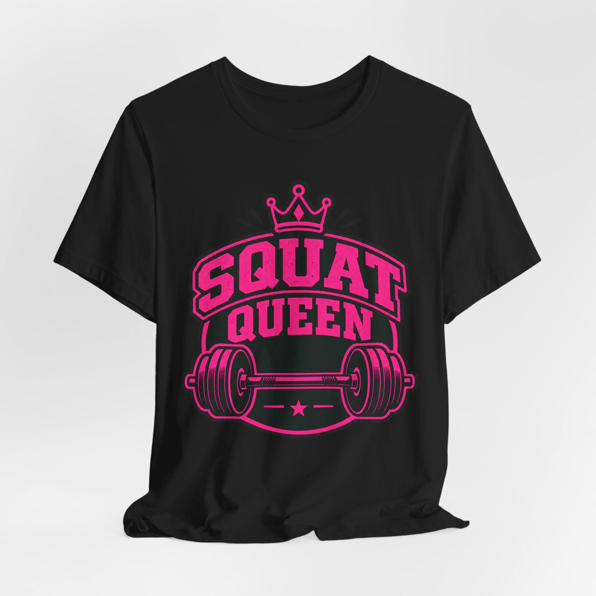 Squat Queen Retro Badge T-Shirt | Gym Girl Weightlifting Tee | Fitness Queen Gift Shirt