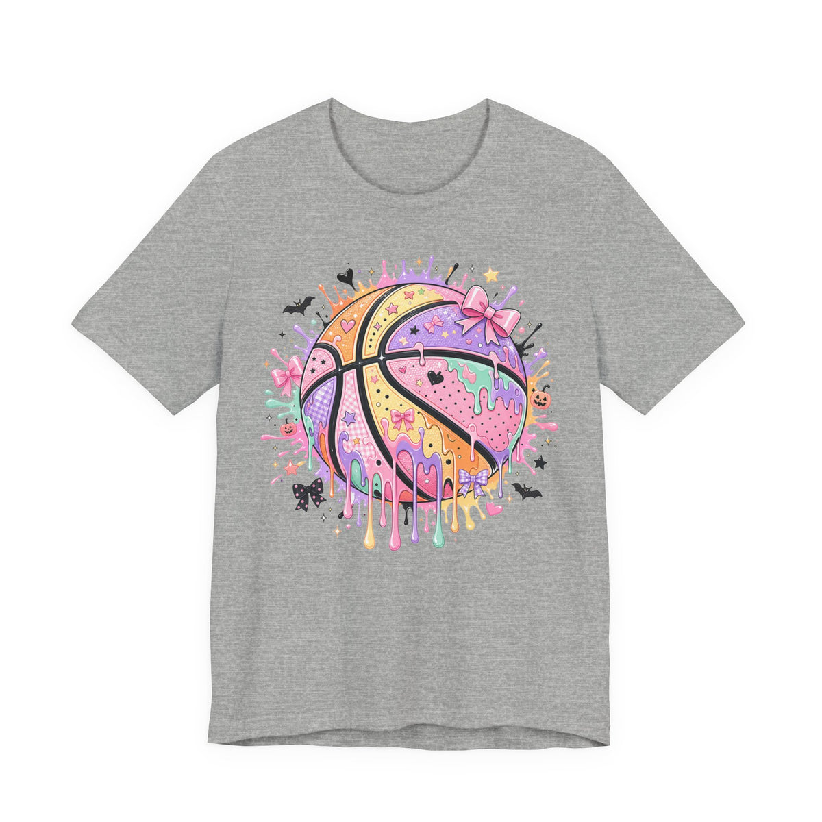 Pastel Drip Basketball Tee | Coquette Bow Basketball Shirt | Cute Basketball Gift | Girly Basketball Graphic Tee