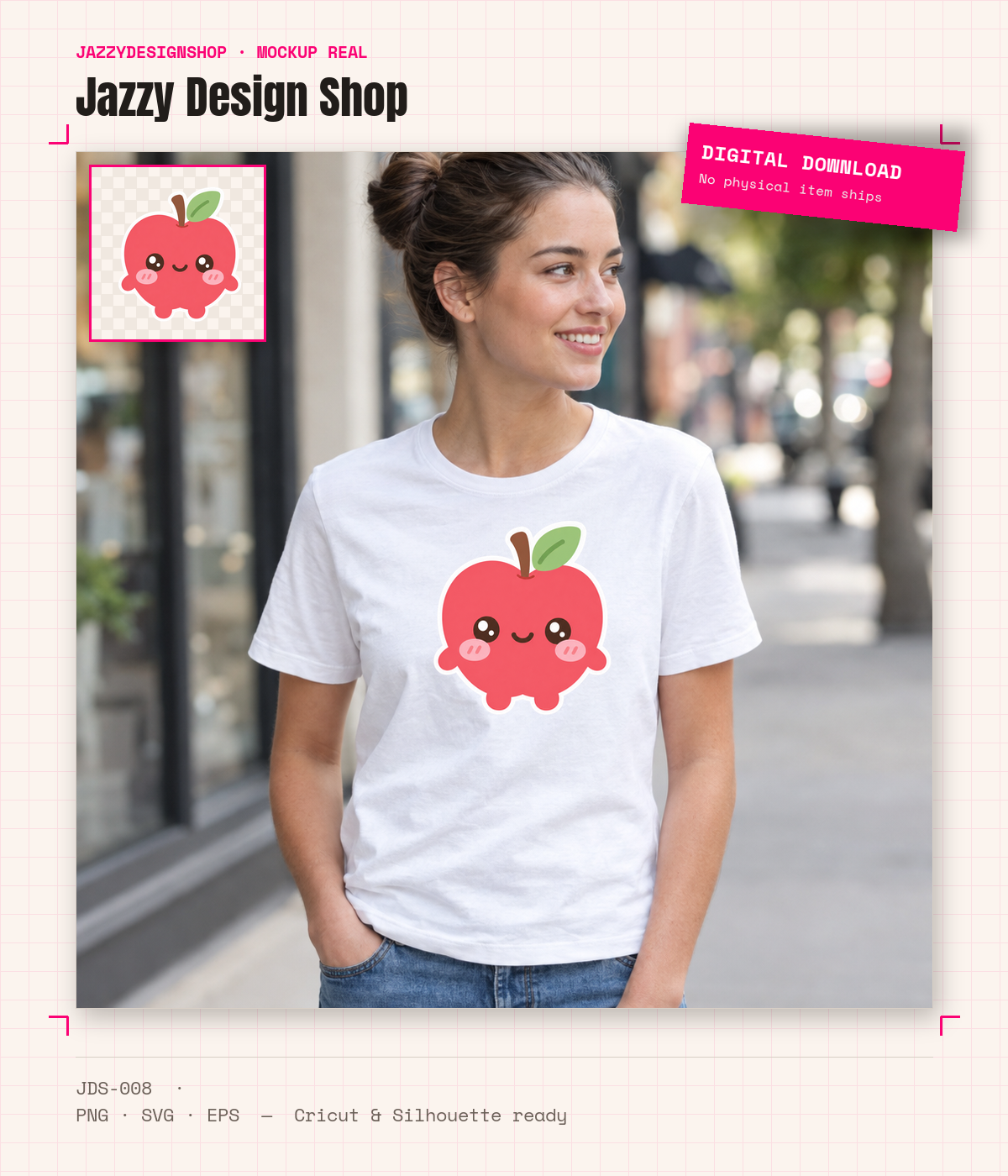 [Digital Download] Kindergarten Teacher Kawaii Apple T-Shirt SVG PNG EPS Cricut Silhouette Sublimation Design