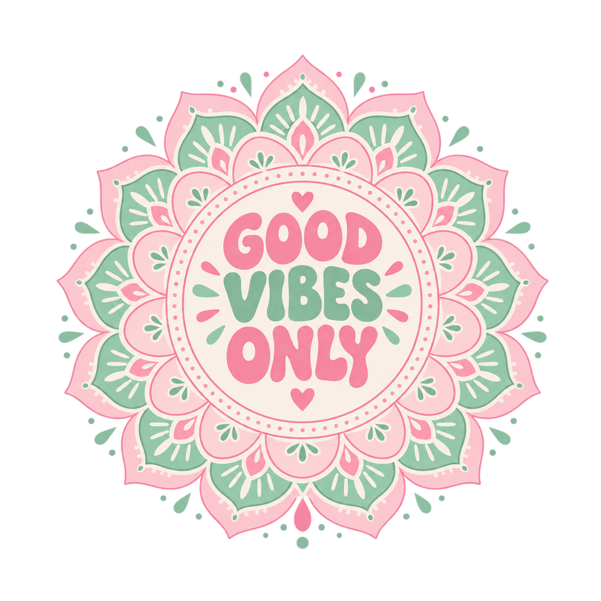 [Digital Download] Good Vibes Only Mandala T-Shirt SVG PNG EPS Cricut Silhouette Sublimation Design