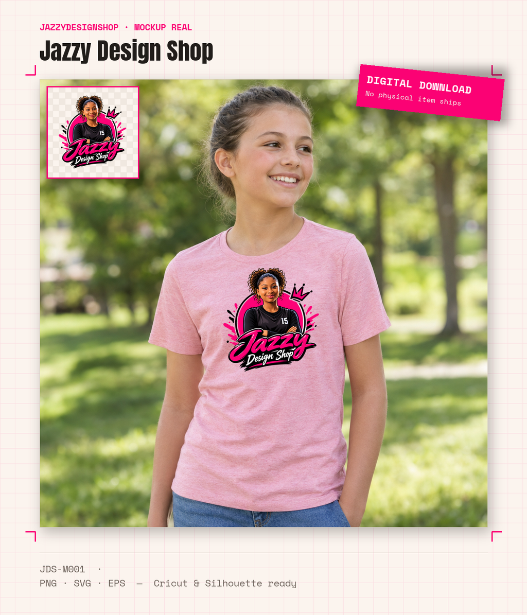[Digital Download] Jazzy Design Shop Mascot Tee SVG PNG EPS Cricut Silhouette Sublimation Design
