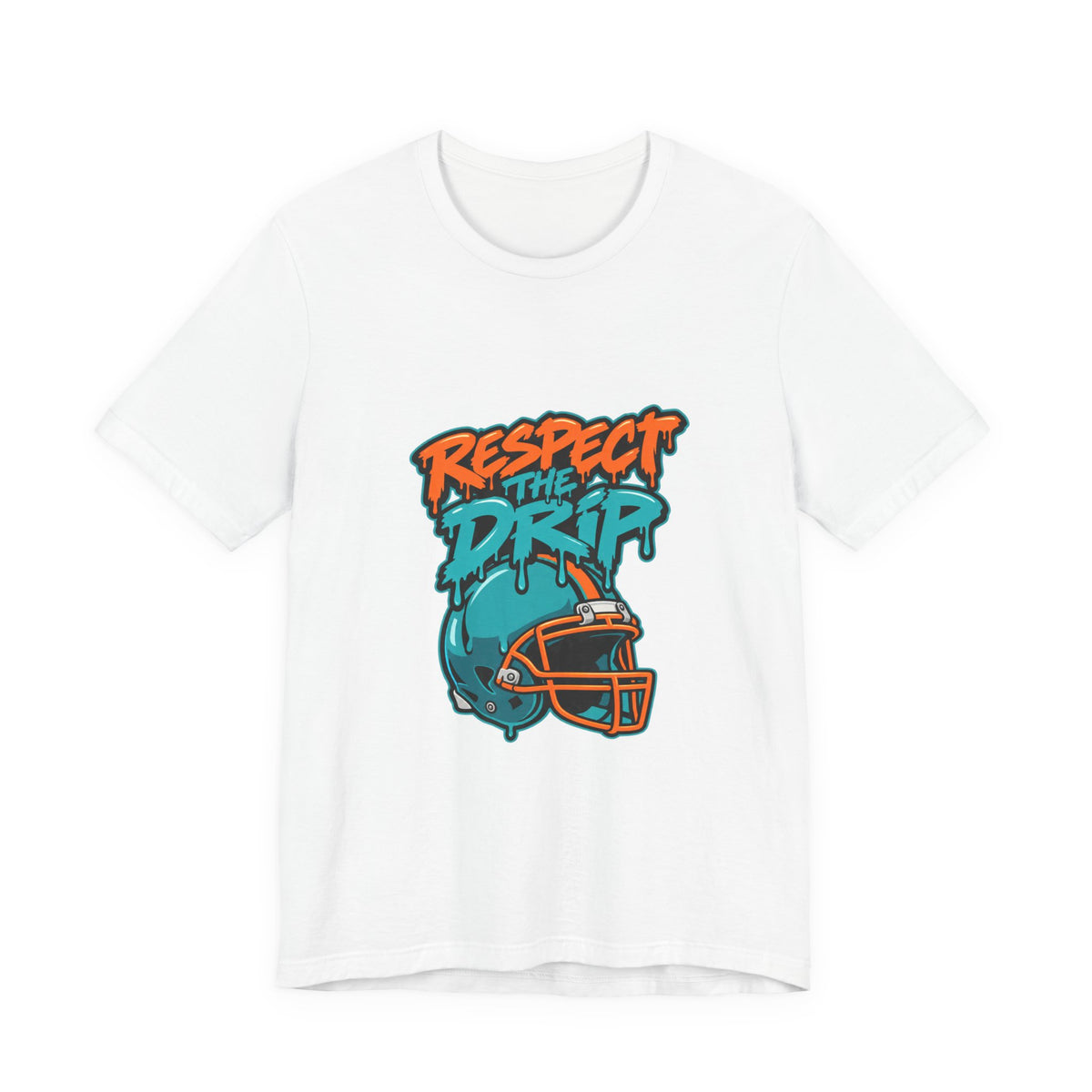 Respect The Drip Tee | Football Paint Drip Helmet Shirt | Football Graphic Gift | Bold Sports Streetwear Tee