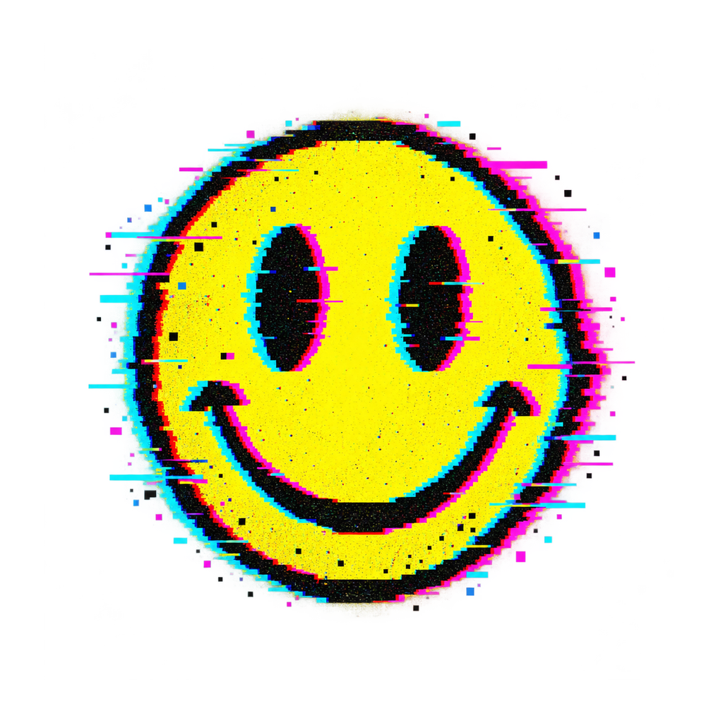 [Digital Download] Y2K Glitch Smiley Tee SVG PNG EPS Cricut Silhouette Sublimation Design