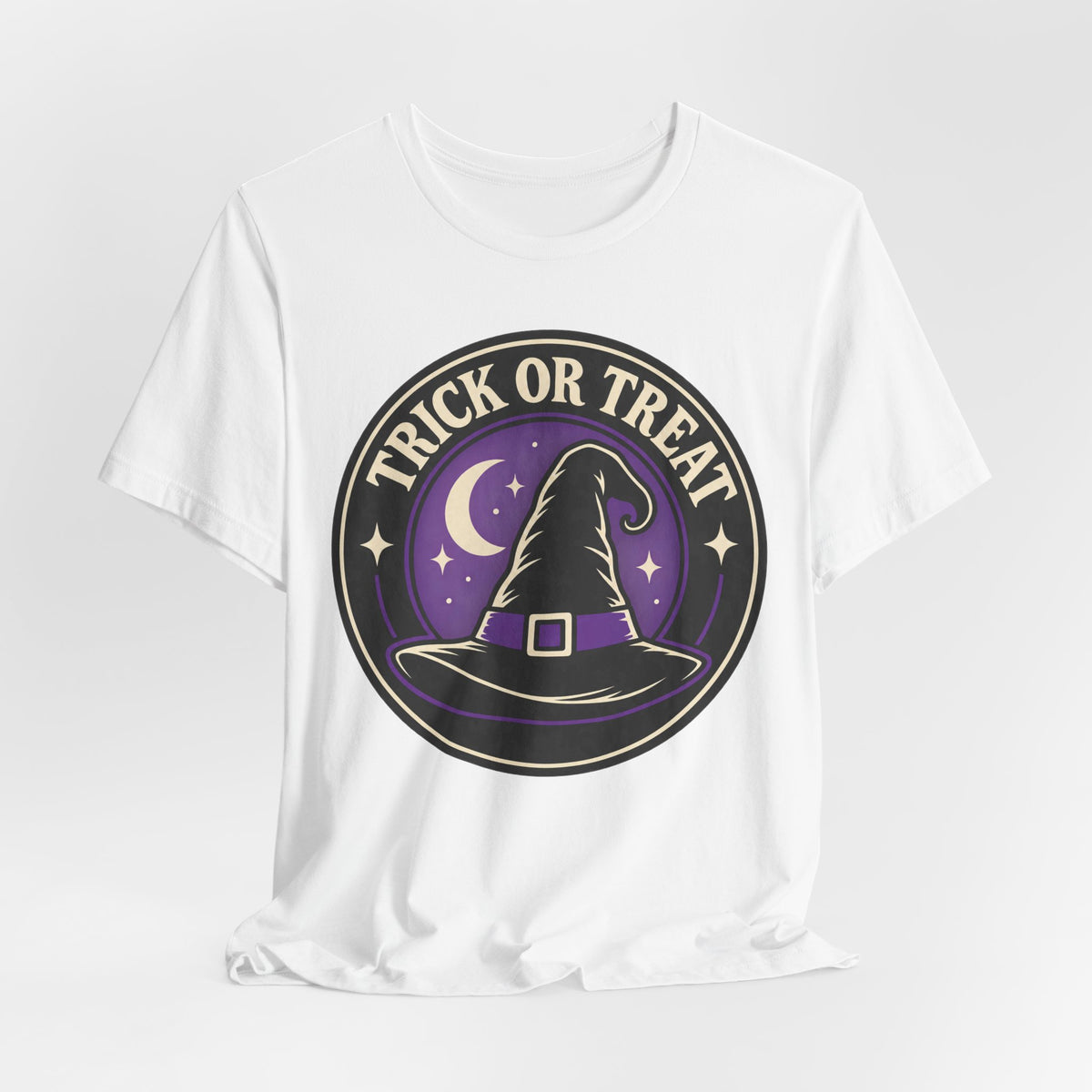 Retro Witch Hat T-Shirt | Halloween Trick or Treat Badge Tee | Witchy Gift Shirt