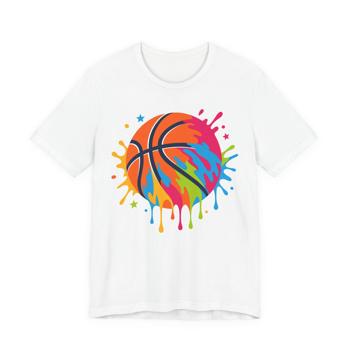 Color Pop Basketball Tee | Bold Paint Splatter Basketball Shirt | Basketball Gift Tee | Bright Sports Graphic