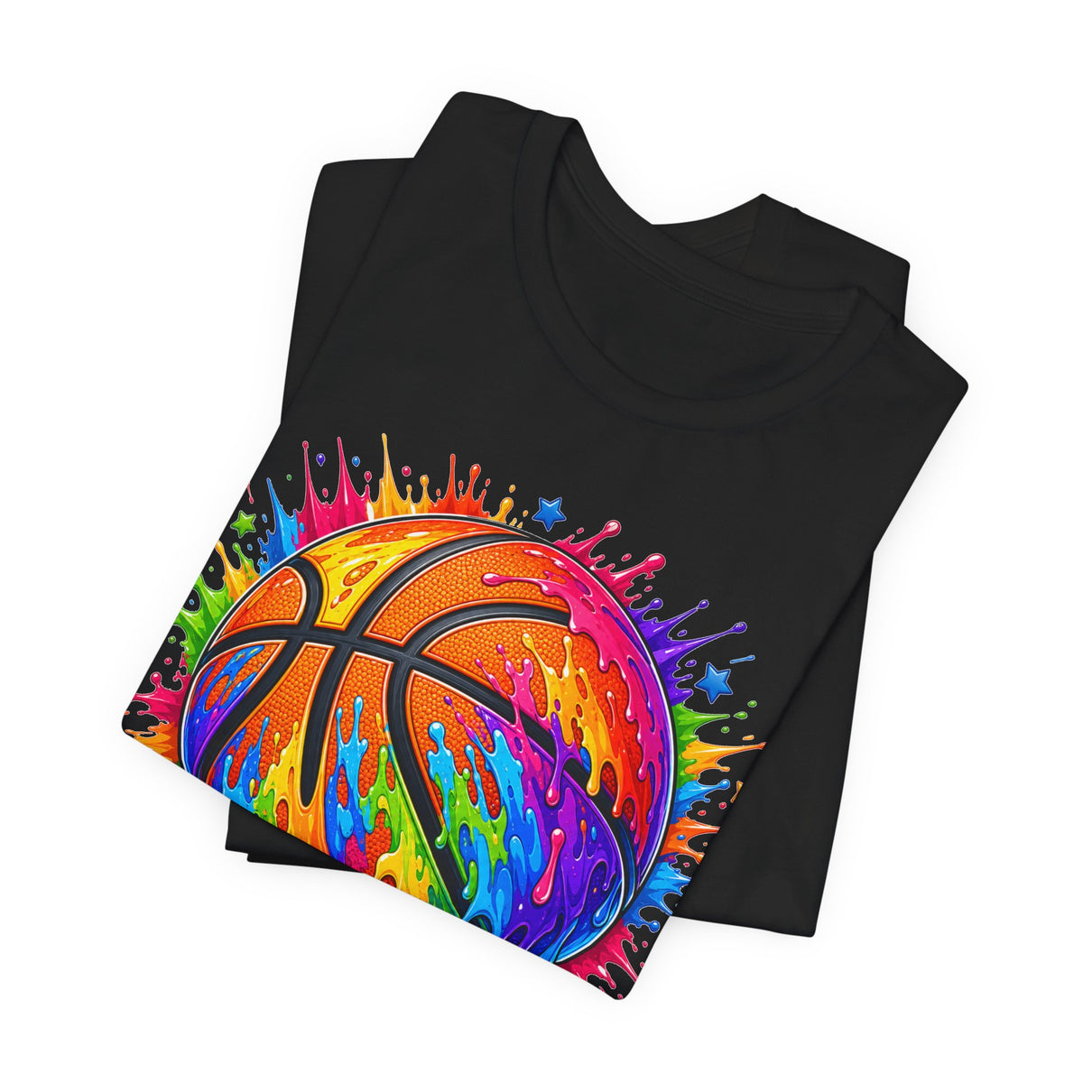 Rainbow Drip Basketball Tee | Colorful Paint Splash Basketball Shirt | Basketball Lover Gift | Bold Basketball Graphic Tee