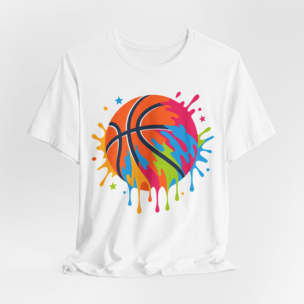 Color Pop Basketball Tee | Bold Paint Splatter Basketball Shirt | Basketball Gift Tee | Bright Sports Graphic