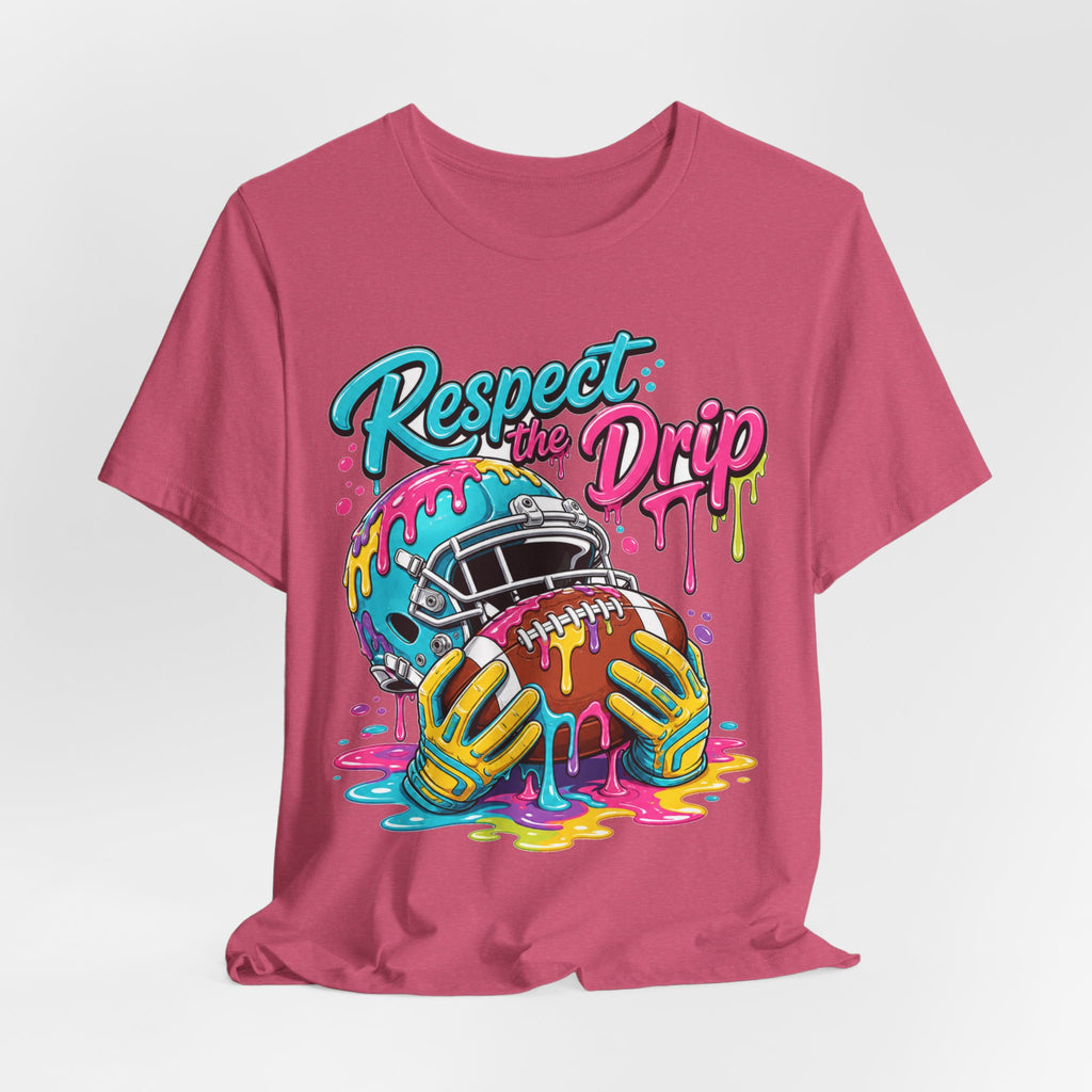 Respect The Drip Neon Tee | Bold Football Paint Drip Shirt | Football Graphic Gift | Bright Sports Tee