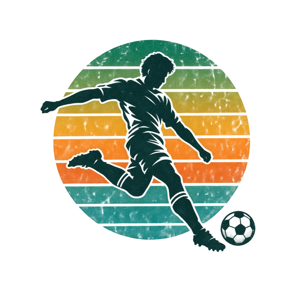 [Digital Download] Retro Soccer Player Silhouette Tee SVG PNG EPS Cricut Silhouette Sublimation Design
