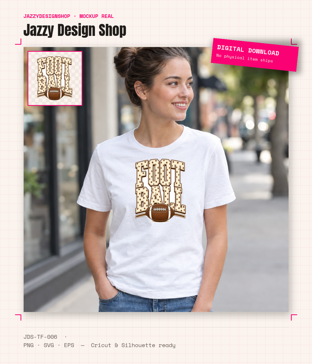 [Digital Download] Football Polka Dot Tee SVG PNG EPS Cricut Silhouette Sublimation Design
