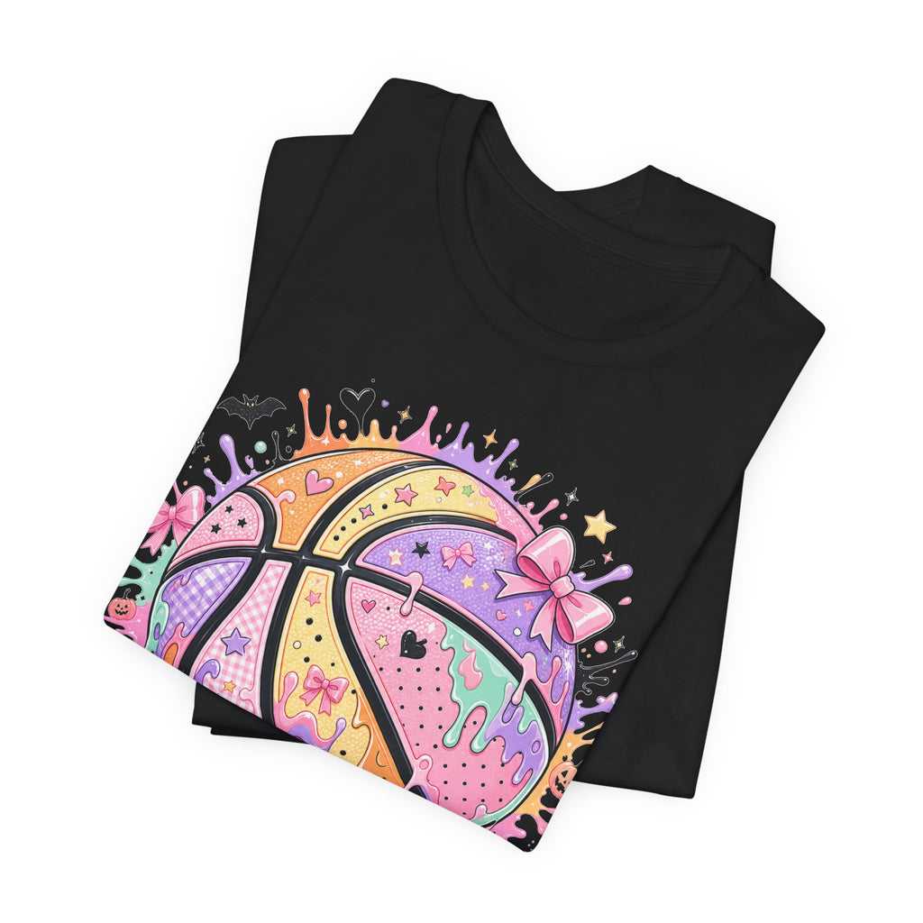 Pastel Drip Basketball Tee | Coquette Bow Basketball Shirt | Cute Basketball Gift | Girly Basketball Graphic Tee