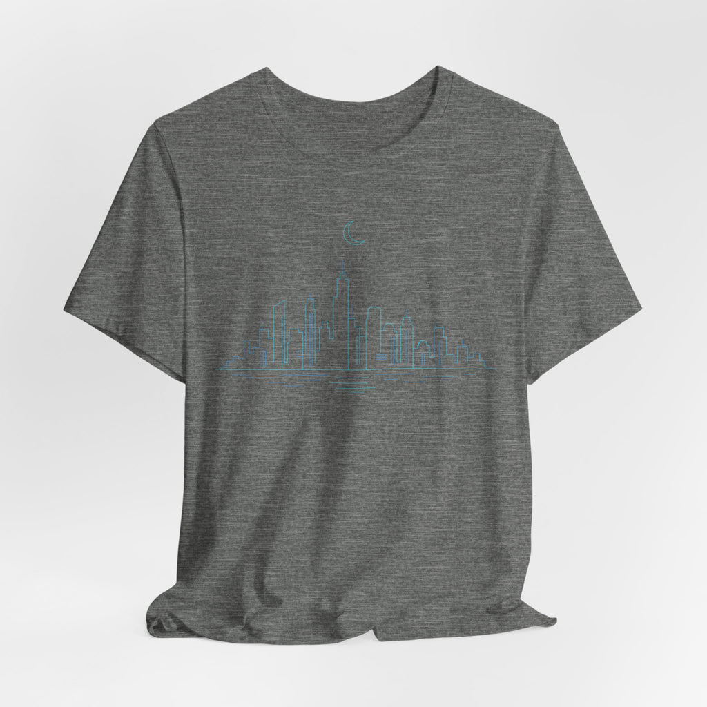 Urban Night Skyline T-Shirt | Minimalist City Line Art Tee | City Skyline Streetwear Shirt | Skyline Line Art Gift Shirt