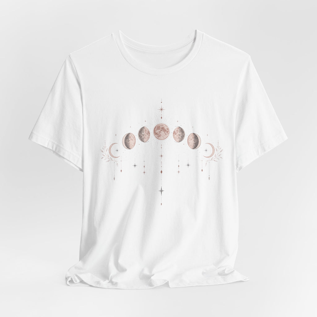 Moon Phases T-Shirt | Boho Celestial Linework Tee | Mystical Lunar Gift Shirt