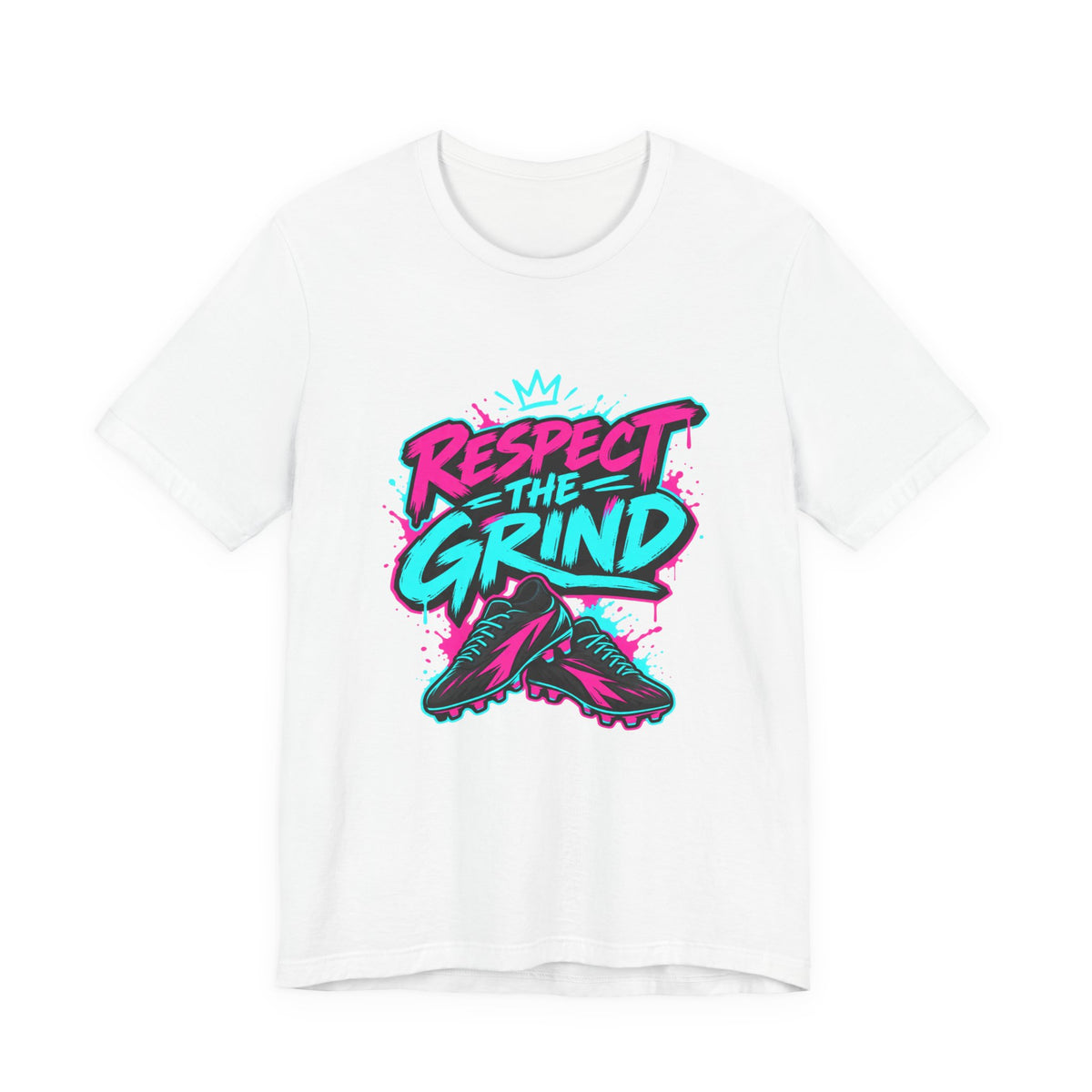 Respect The Grind Neon Cleats Tee | Bold Soccer Cleats Shirt | Soccer Gift Tee | Street Soccer Design