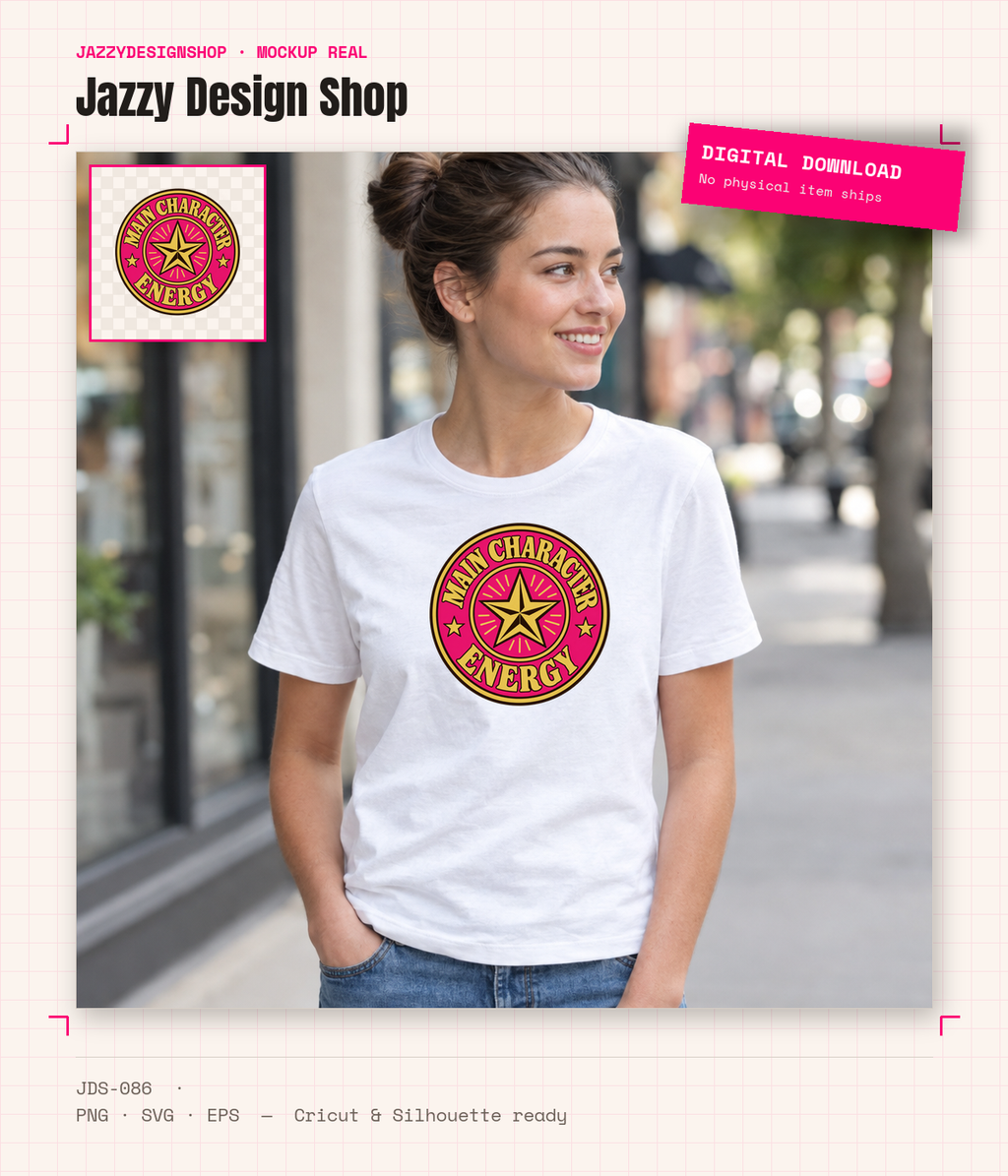 [Digital Download] Main Character Energy T-Shirt SVG PNG EPS Cricut Silhouette Sublimation Design