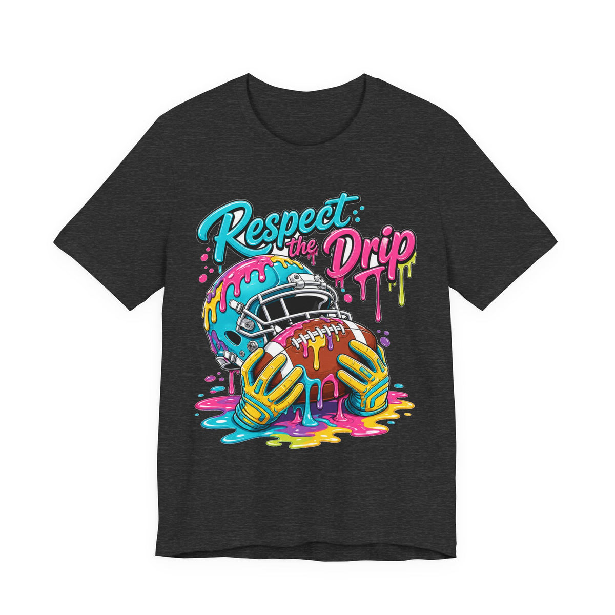 Respect The Drip Neon Tee | Bold Football Paint Drip Shirt | Football Graphic Gift | Bright Sports Tee