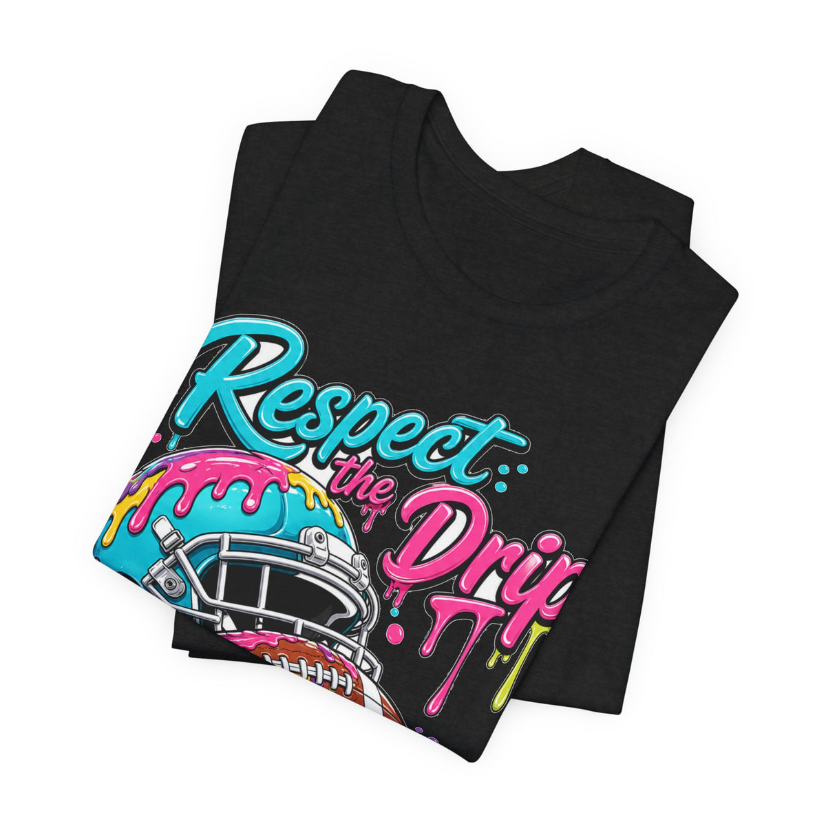 Respect The Drip Neon Tee | Bold Football Paint Drip Shirt | Football Graphic Gift | Bright Sports Tee