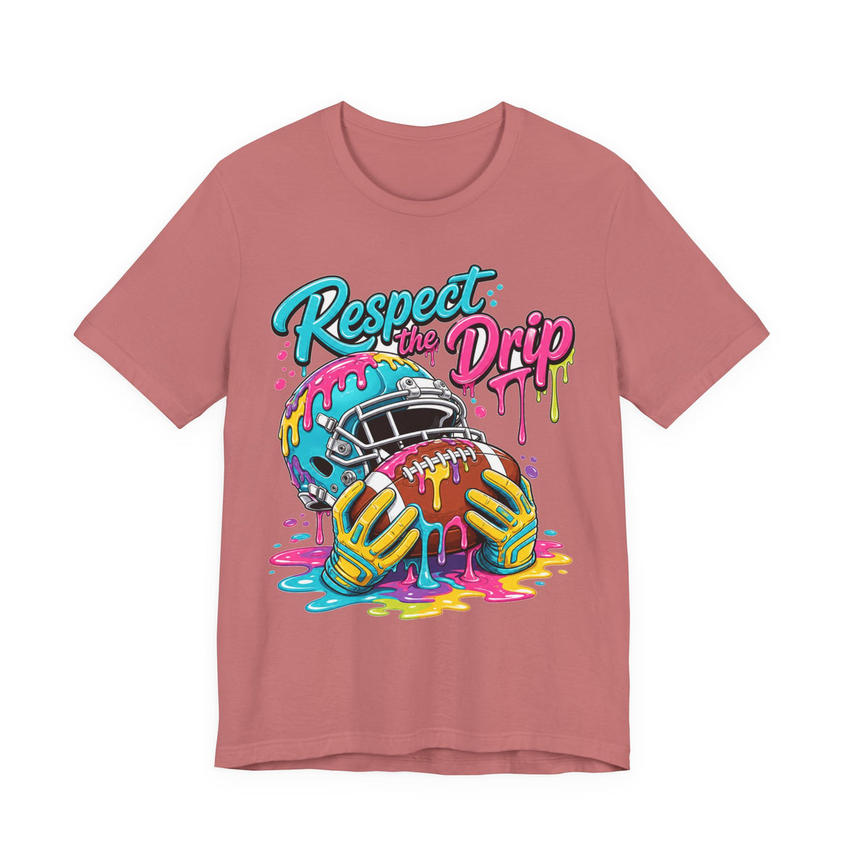 Respect The Drip Neon Tee | Bold Football Paint Drip Shirt | Football Graphic Gift | Bright Sports Tee