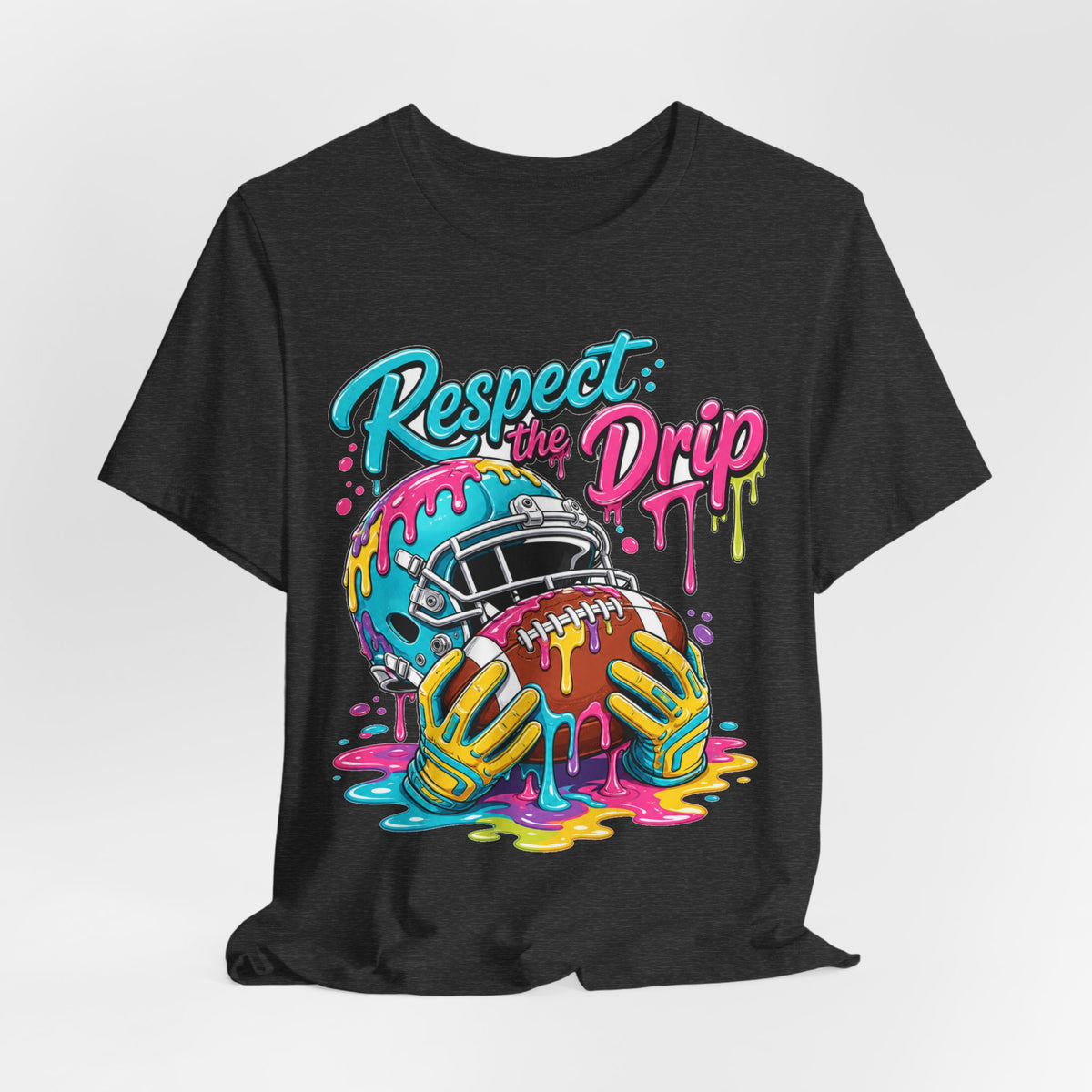 Respect The Drip Neon Tee | Bold Football Paint Drip Shirt | Football Graphic Gift | Bright Sports Tee