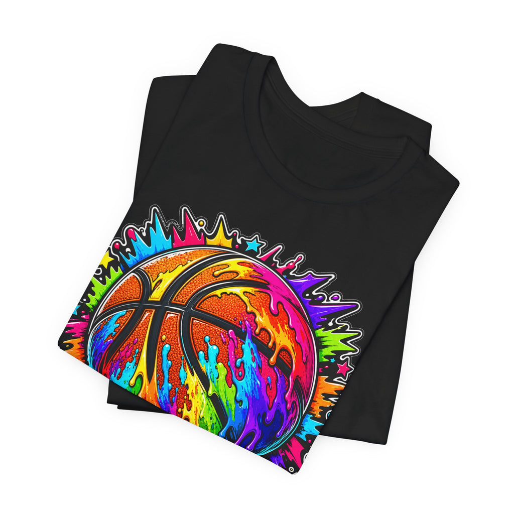 Neon Splash Basketball Tee | Bold Rainbow Drip Basketball Shirt | Basketball Graphic Gift | Street Basketball Tee