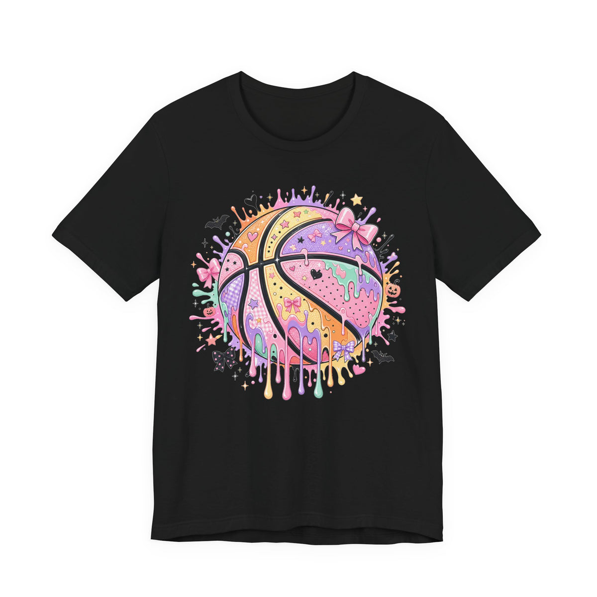 Pastel Drip Basketball Tee | Coquette Bow Basketball Shirt | Cute Basketball Gift | Girly Basketball Graphic Tee