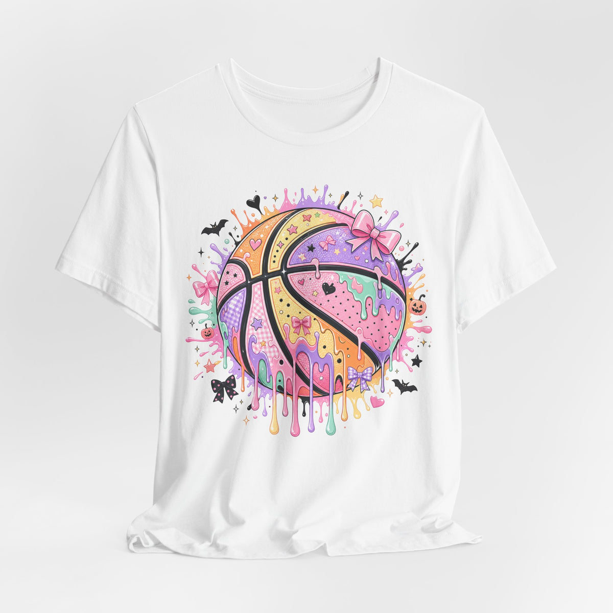 Pastel Drip Basketball Tee | Coquette Bow Basketball Shirt | Cute Basketball Gift | Girly Basketball Graphic Tee