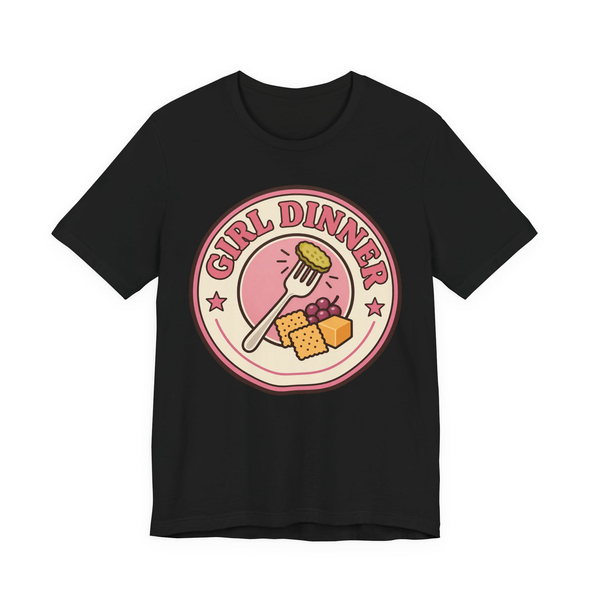 Girl Dinner T-Shirt | Retro Badge Viral Food Trend Tee | Funny Foodie Gift Shirt