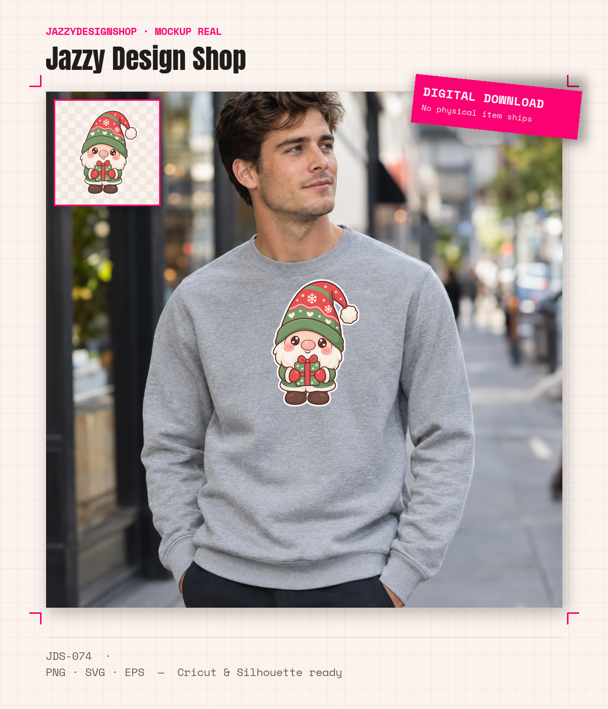 [Digital Download] Christmas Gnome T-Shirt SVG PNG EPS Cricut Silhouette Sublimation Design