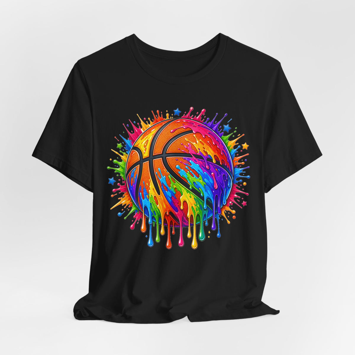 Rainbow Drip Basketball Tee | Colorful Paint Splash Basketball Shirt | Basketball Lover Gift | Bold Basketball Graphic Tee