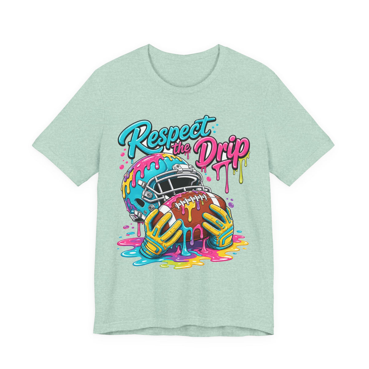 Respect The Drip Neon Tee | Bold Football Paint Drip Shirt | Football Graphic Gift | Bright Sports Tee