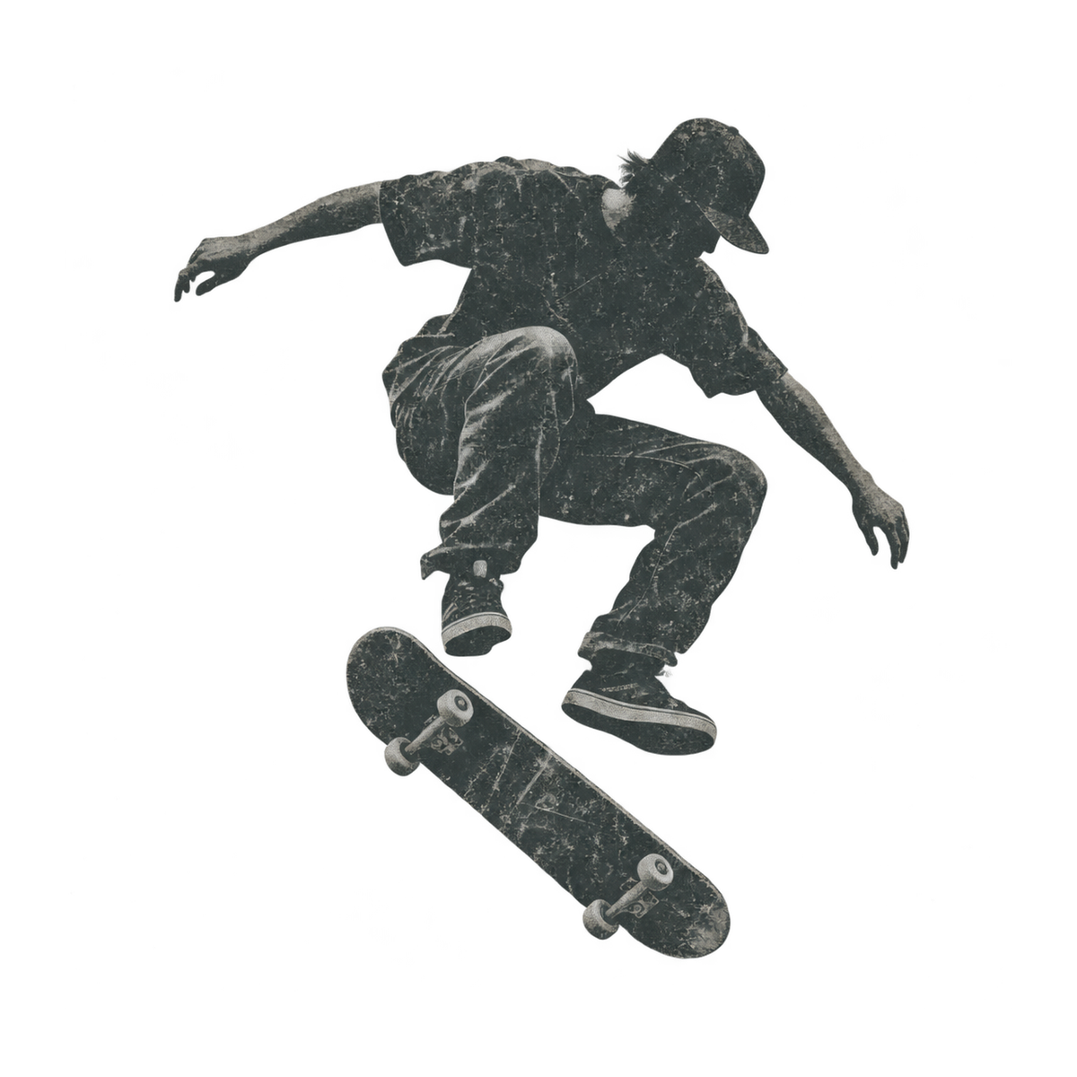 [Digital Download] Skate Grunge Silhouette Tee SVG PNG EPS Cricut Silhouette Sublimation Design