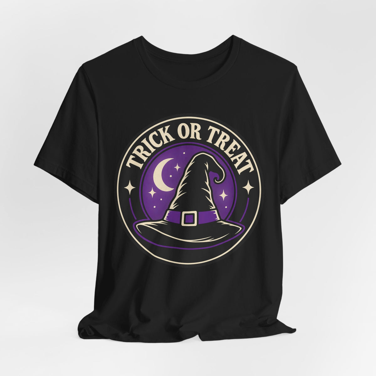 Retro Witch Hat T-Shirt | Halloween Trick or Treat Badge Tee | Witchy Gift Shirt