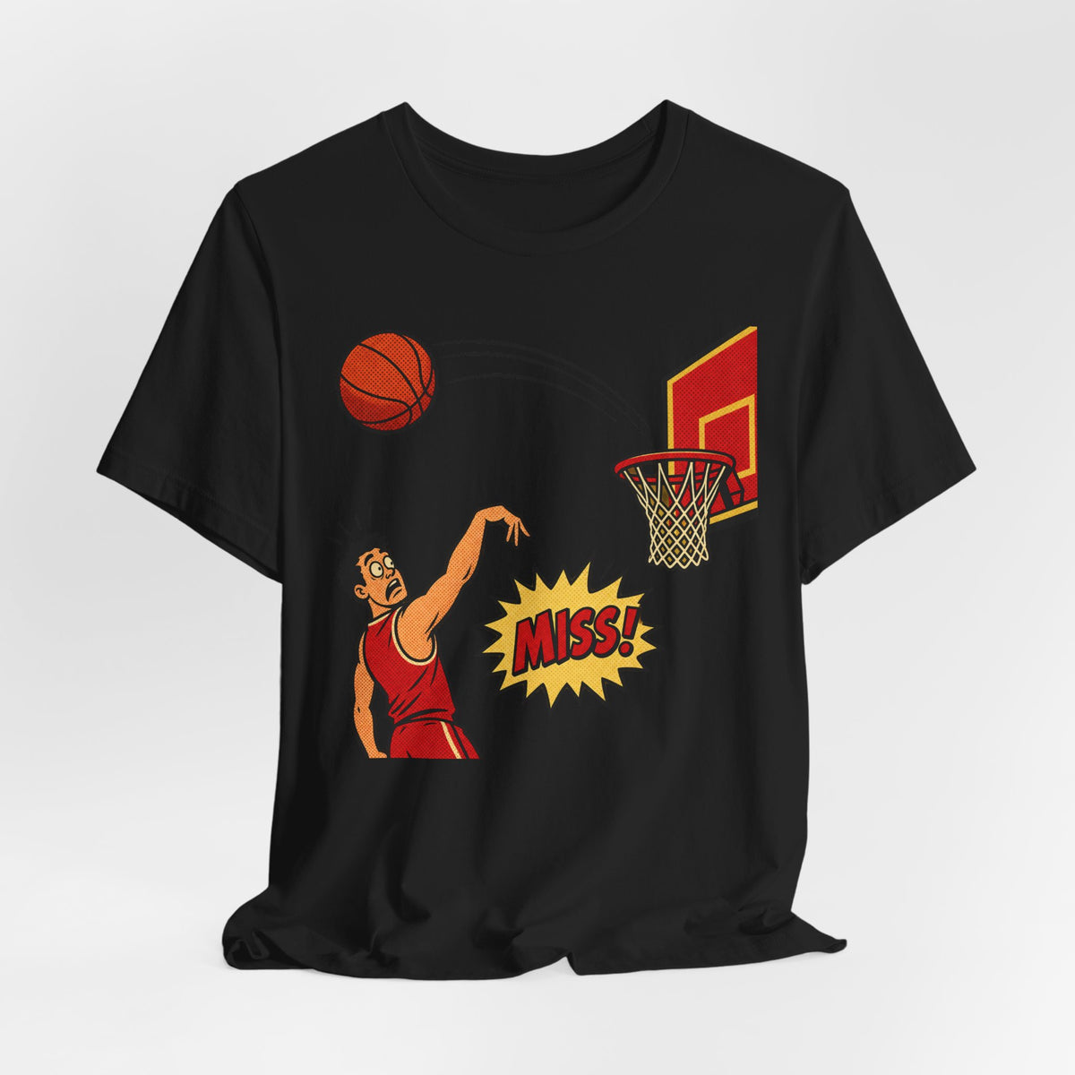 Funny Basketball T-Shirt | Airball Comic Halftone Tee | Basketball Humor Shirt | Funny Hoops Gift Shirt | Comic Basketball Tee