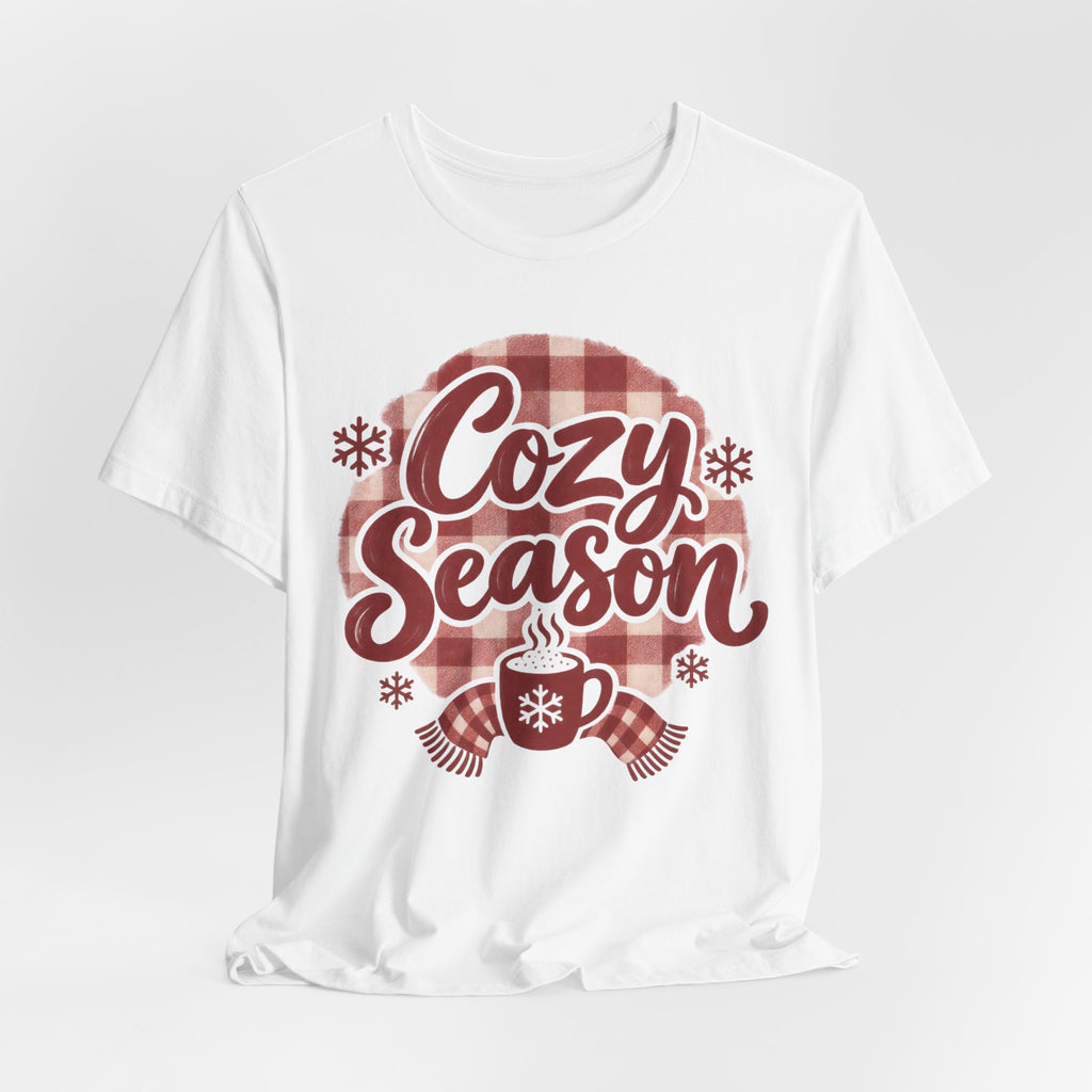 Cozy Season T-Shirt | Plaid Winter Hand-Lettered Tee | Cozy Christmas Gift Shirt