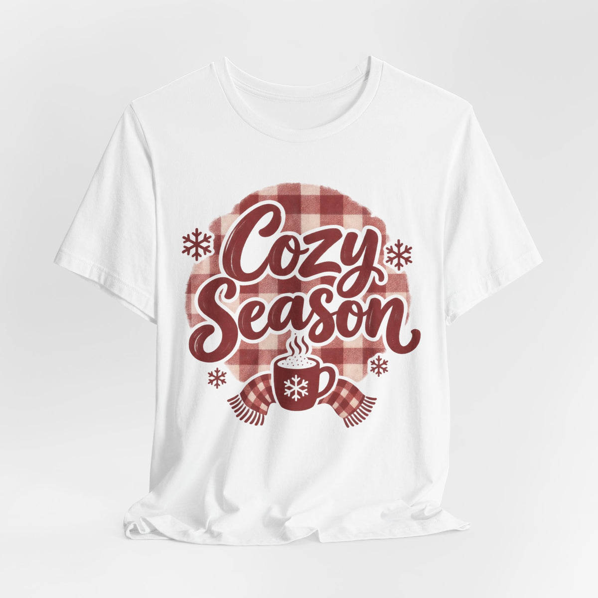 Cozy Season T-Shirt | Plaid Winter Hand-Lettered Tee | Cozy Christmas Gift Shirt