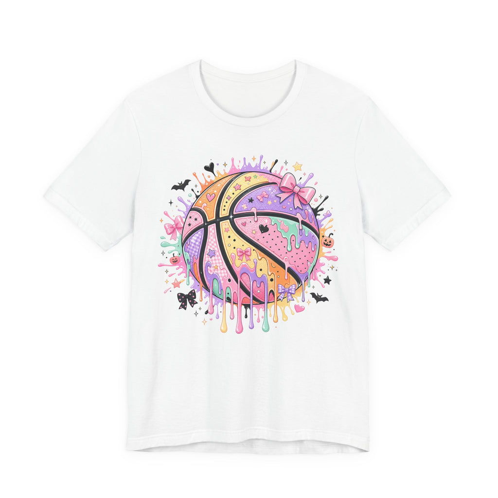 Pastel Drip Basketball Tee | Coquette Bow Basketball Shirt | Cute Basketball Gift | Girly Basketball Graphic Tee