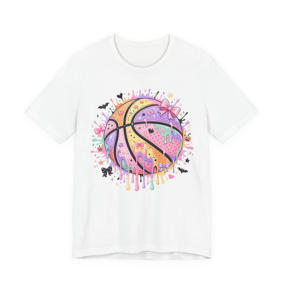 Pastel Drip Basketball Tee | Coquette Bow Basketball Shirt | Cute Basketball Gift | Girly Basketball Graphic Tee