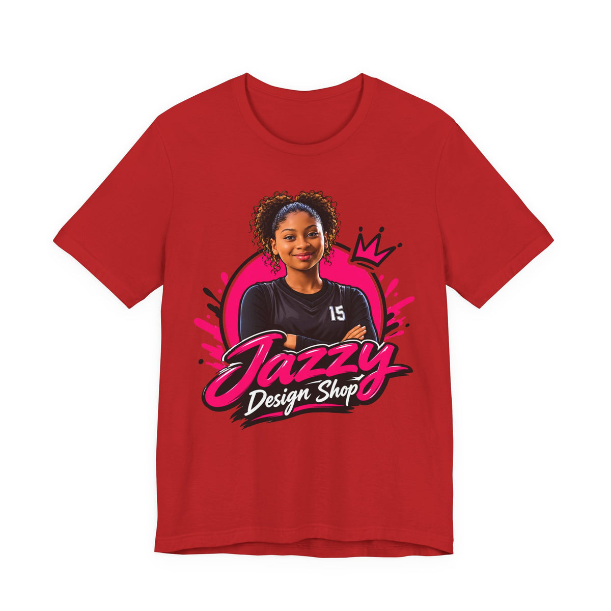 Jazzy Design Shop Mascot Tee | Basketball Girl Crown Logo Shirt | Brand Mascot Shirt | Basketball Queen Gift Tee
