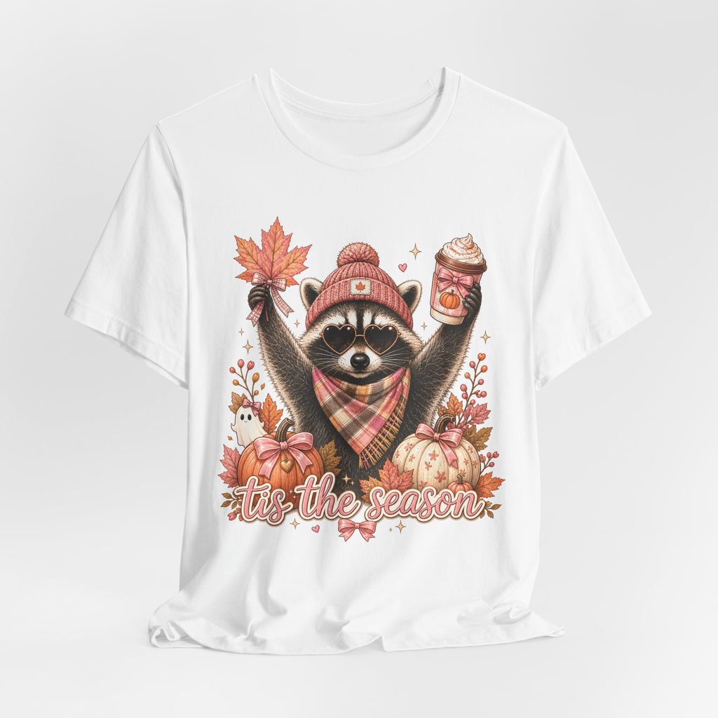 Tis The Season Raccoon Tee | Cute Autumn Raccoon Shirt | Fall Gift Tee | Cozy Sweater Weather Design