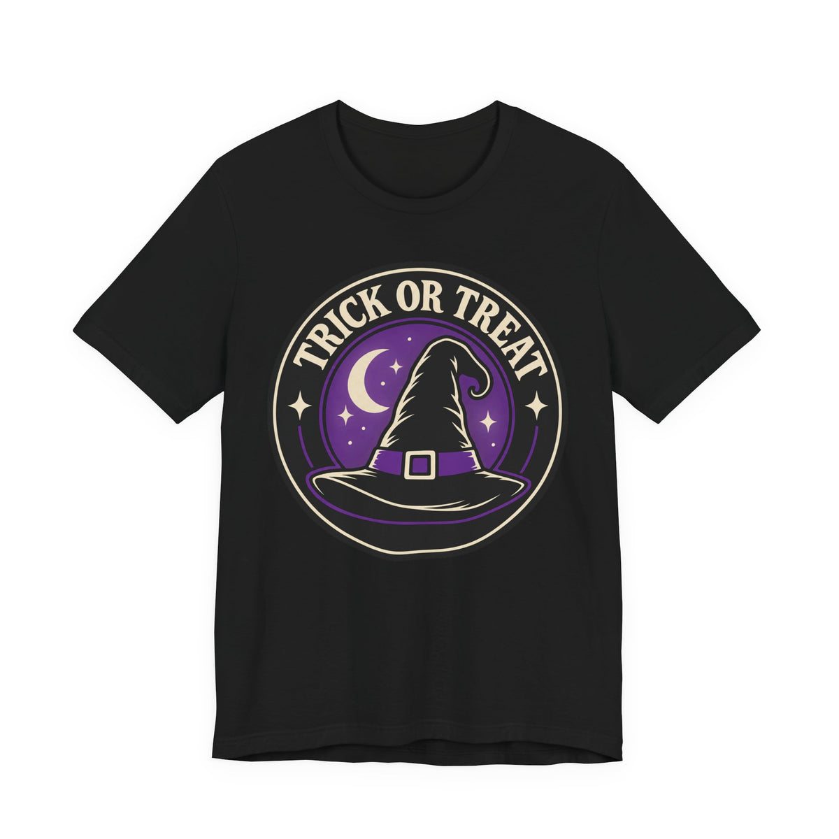 Retro Witch Hat T-Shirt | Halloween Trick or Treat Badge Tee | Witchy Gift Shirt