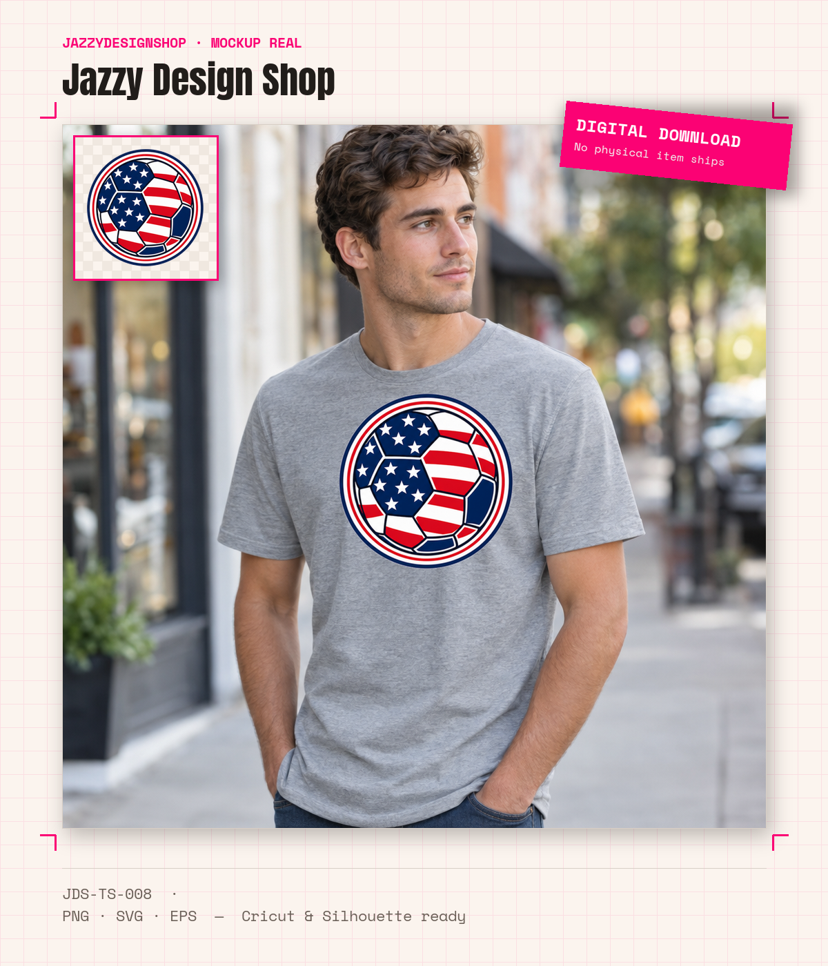 [Digital Download] USA Soccer Ball Neon Tee SVG PNG EPS Cricut Silhouette Sublimation Design