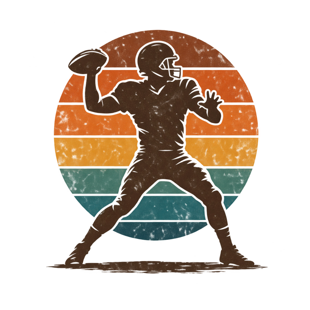 [Digital Download] Retro Football Quarterback T-Shirt SVG PNG EPS Cricut Silhouette Sublimation Design