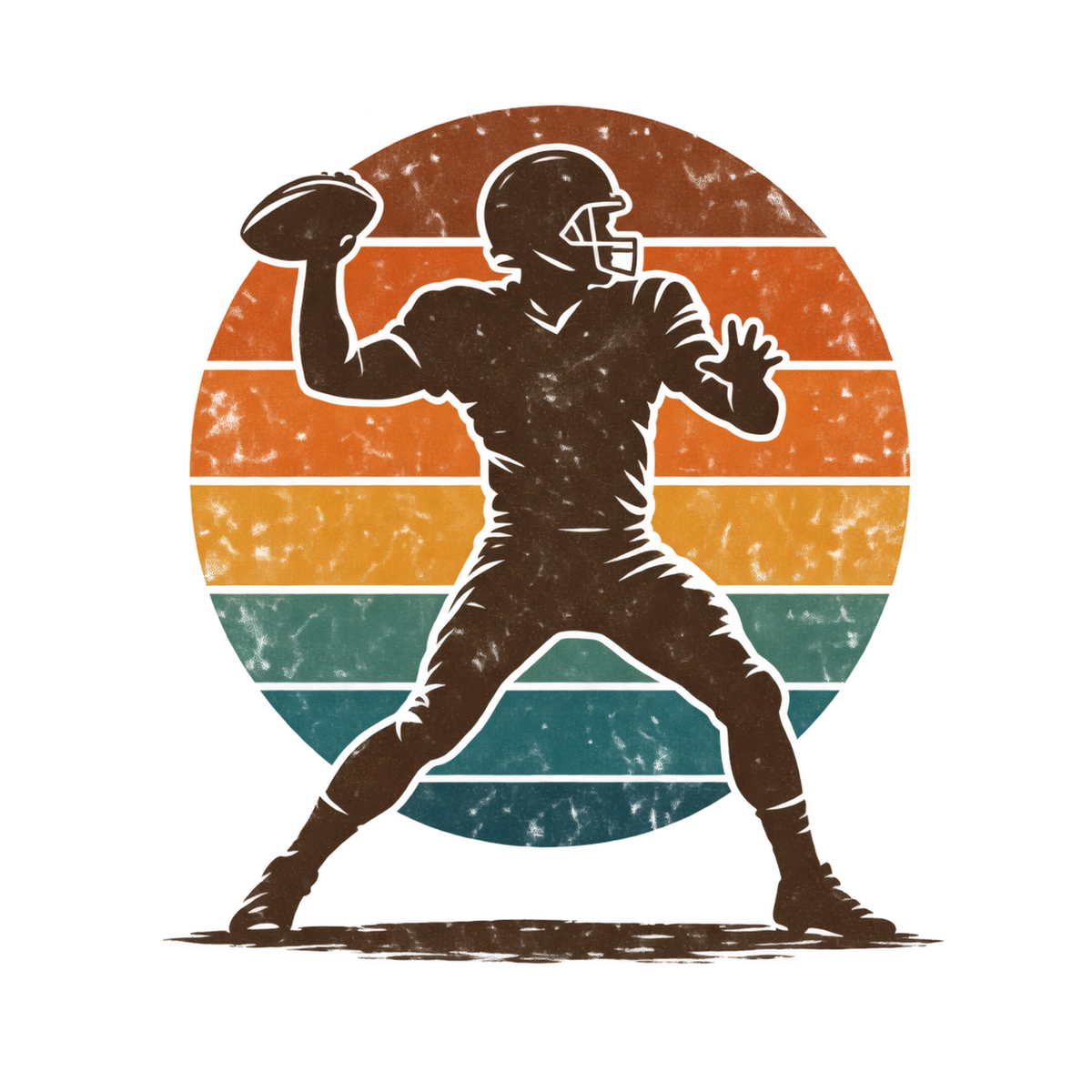 [Digital Download] Retro Football Quarterback T-Shirt SVG PNG EPS Cricut Silhouette Sublimation Design