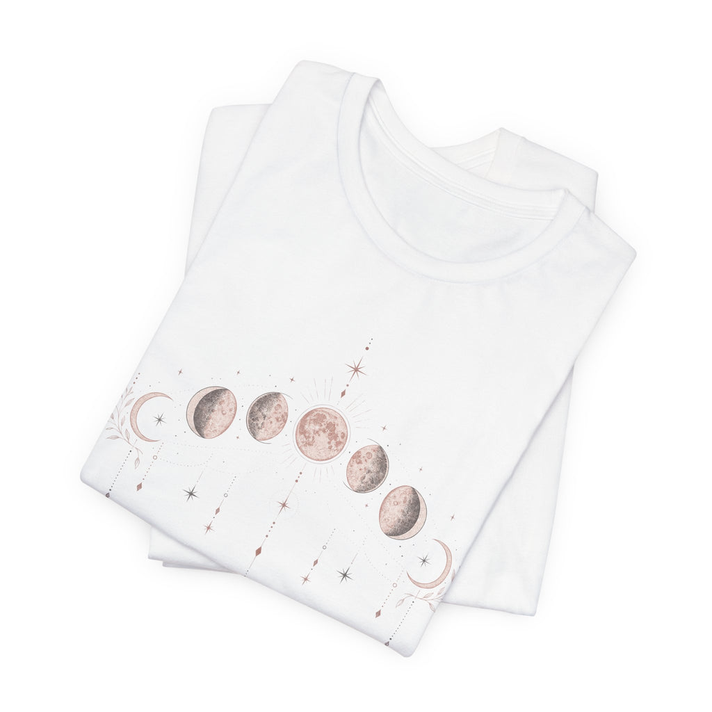 Moon Phases T-Shirt | Boho Celestial Linework Tee | Mystical Lunar Gift Shirt