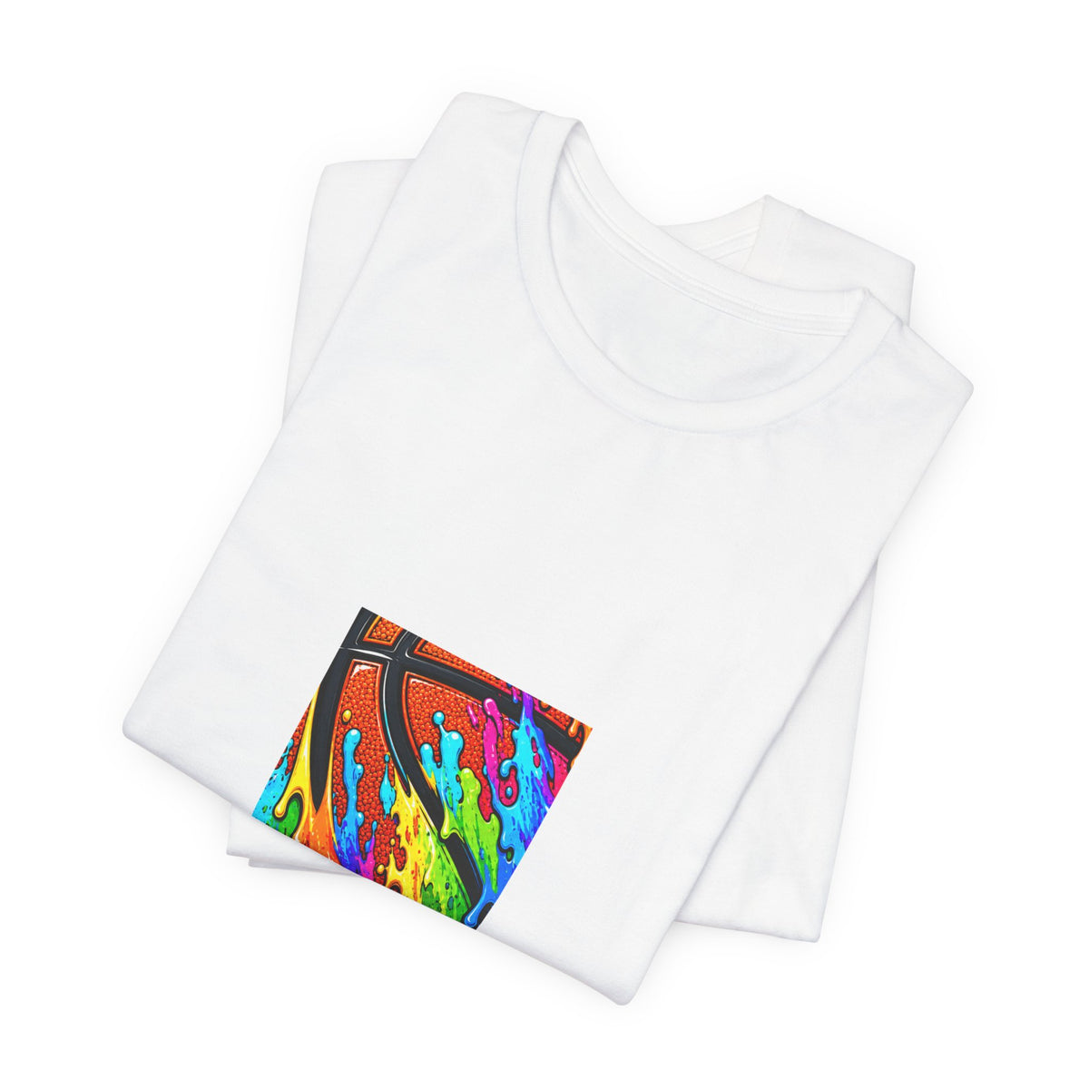 Neon Splash Basketball Tee | Bold Rainbow Drip Basketball Shirt | Basketball Graphic Gift | Street Basketball Tee