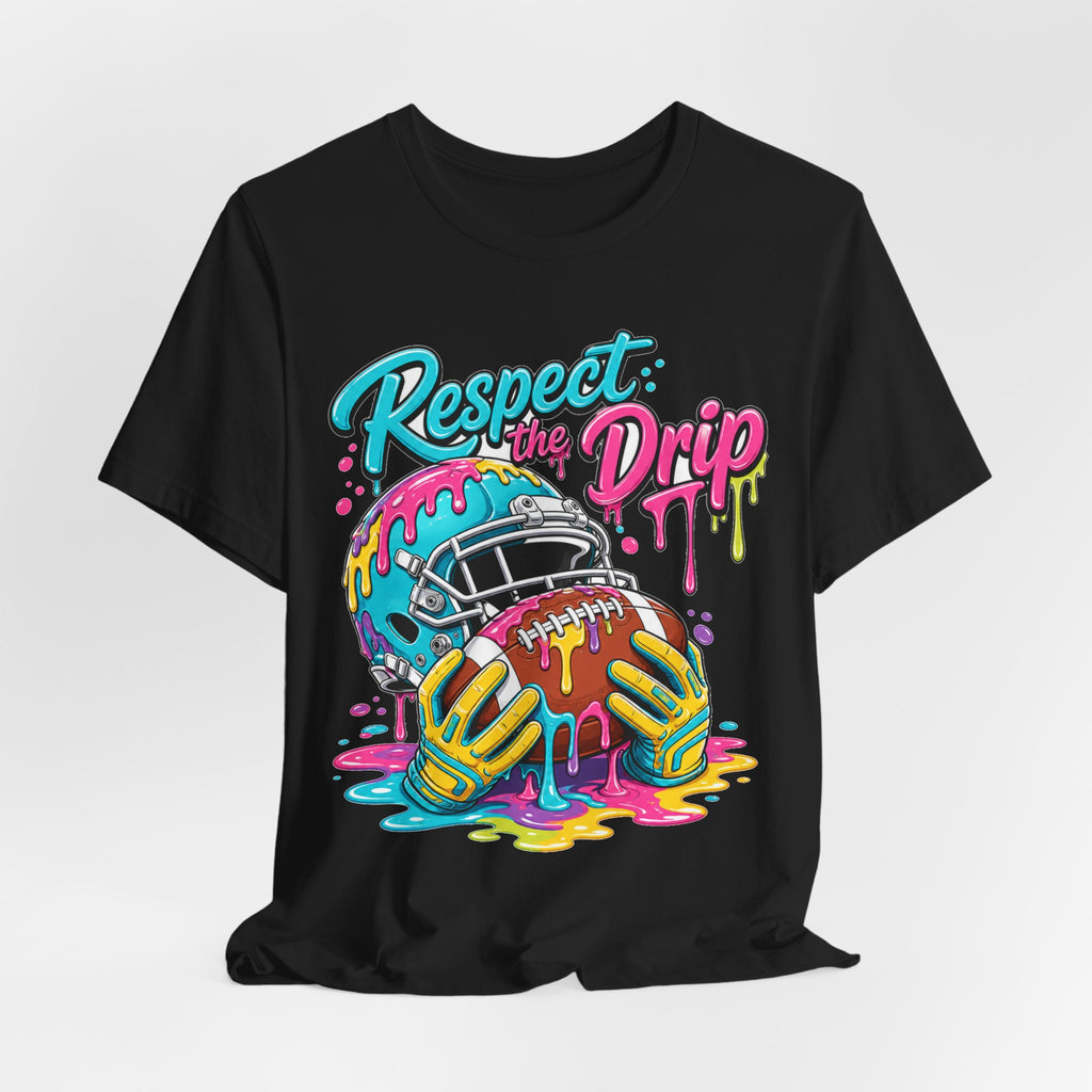 Respect The Drip Neon Tee | Bold Football Paint Drip Shirt | Football Graphic Gift | Bright Sports Tee