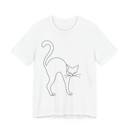 Black Cat T-Shirt | Minimalist Line Art Halloween Tee | Modern Cat Lover Gift Shirt